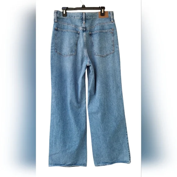 Madewell Women's Superwide Leg Jeans In Amcliffe Wash Knee Rip Edition Size 30 - Picture 2 of 15